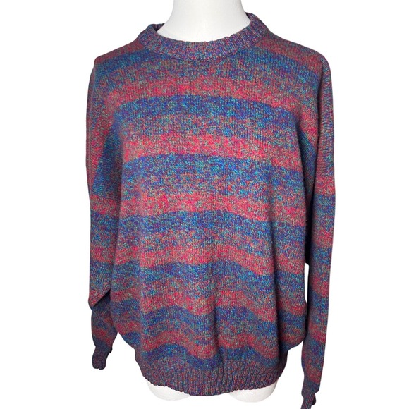Vintage Scottish Wool Crewneck Sweater Grandpacore‎ Multicolor Knit Men L